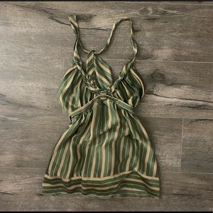 BCBG Silk Stripe Top w/Tie Back